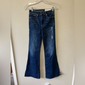 NWT American Eagle Outfitters Dark Blue Flare Jeans size 0